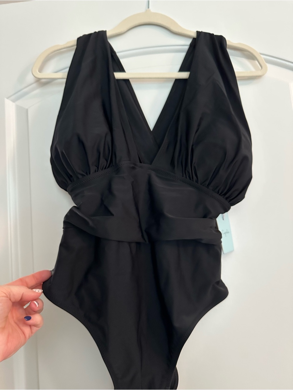 Cupshe Black V-Neck One-Piece Swimsuit